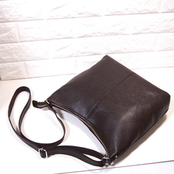 ★手工製作★日本製造★柔軟真皮★大號斜挎包★巧克力色★垂直★超輕★ 第9張的照片