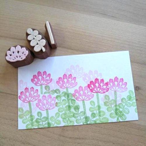 春の花～レンゲ草の消しゴムはんこ はんこ・スタンプ のんびり屋 通販