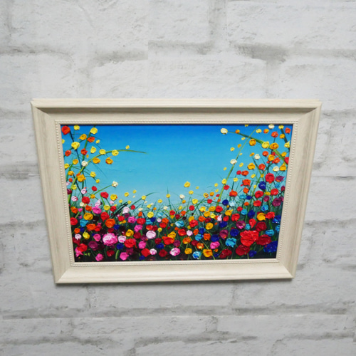 油絵 油彩 油彩画 絵 絵画 【野生のお花畑】B4 油絵 油彩 油彩画 絵 絵画【野生のお花畑】 絵画 HR 通販 13532387