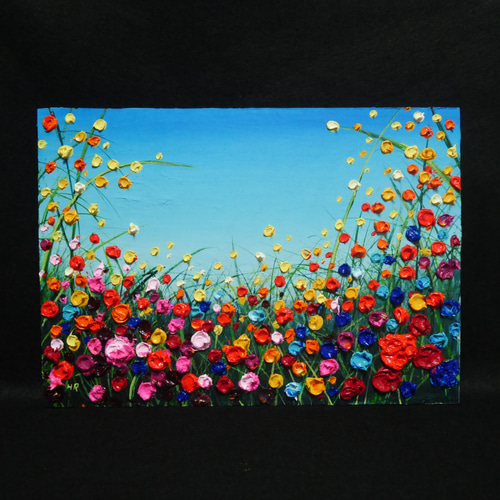 油絵 油彩 油彩画 絵 絵画 【野生のお花畑】B4 油絵 油彩 油彩画 絵 絵画【野生のお花畑】 絵画 HR 通販