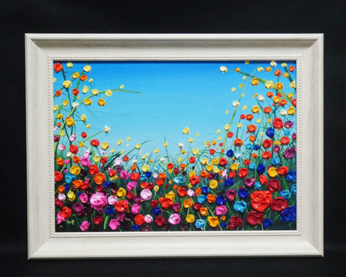 油絵 油彩 油彩画 絵 絵画【野生のお花畑】 絵画 HR 通販
