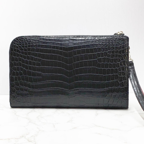 日本製 上質 ナイルクロコダイル ２匹取り マット仕上げ クラッチ