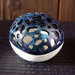 珊瑚土漆塗り香立て・ポプリケース１青紫 2枚目の画像