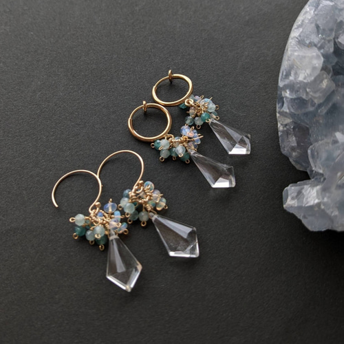 14kgfグランディディエライト・カラーオパールピアス/イヤリング