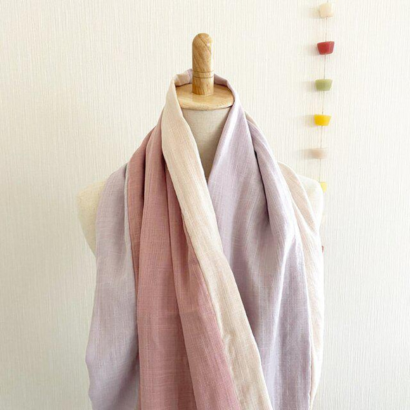 ♡櫻花和春天的顏色♡母親節推薦♡使用日本製造的優質紗布的拼布圍脖♡3色混搭（桃色、粉色、薰衣草色） 第17張的照片