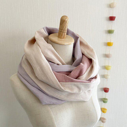 ♡櫻花和春天的顏色♡母親節推薦♡使用日本製造的優質紗布的拼布圍脖♡3色混搭（桃色、粉色、薰衣草色） 第2張的照片