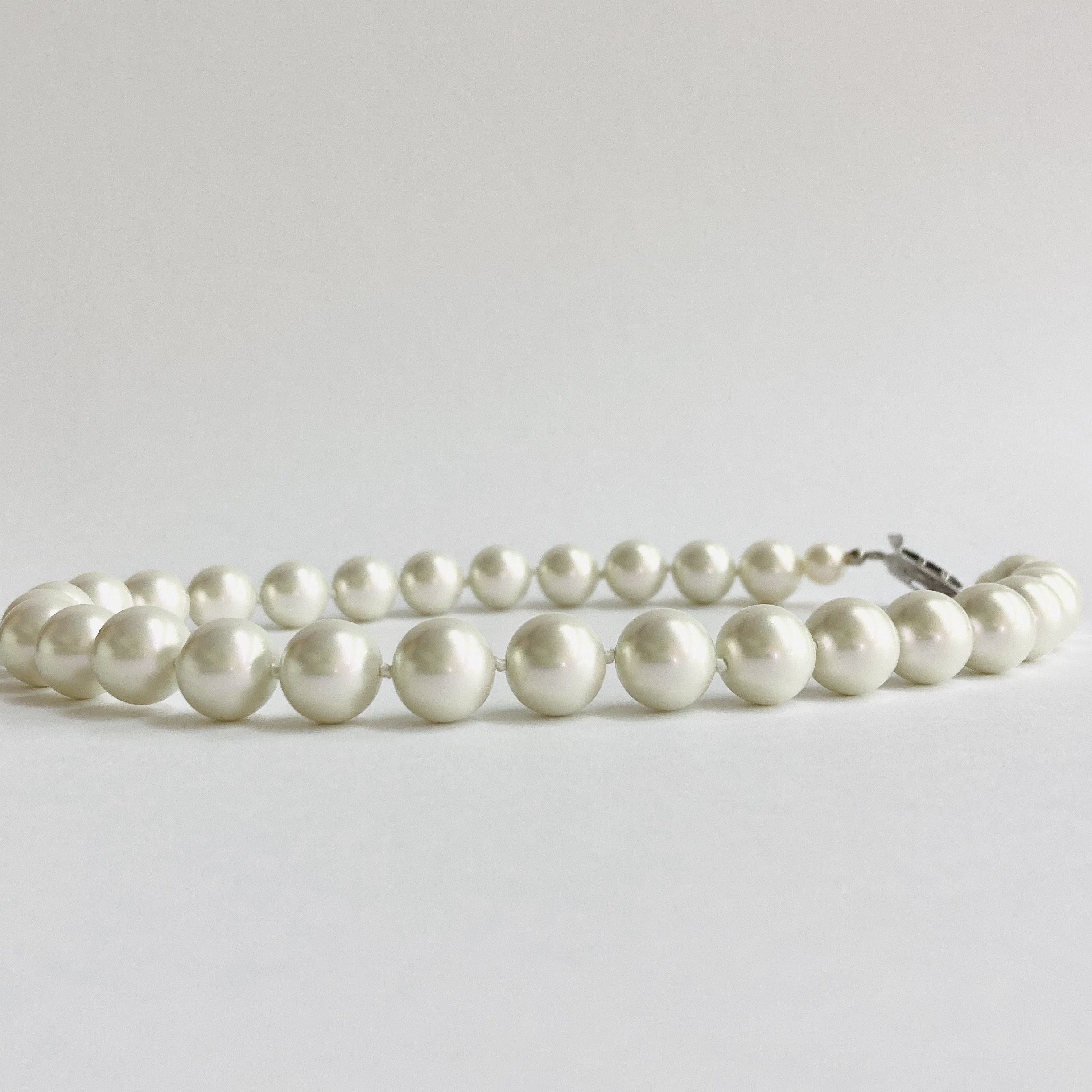 【再販】ガラスパールオールノットネックレス/12mm約42cm/ホワイトピンク/R/made in japan