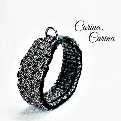 キット]パラコード#104No134マクラメ編み黒と白黒まだらの大、中型犬用