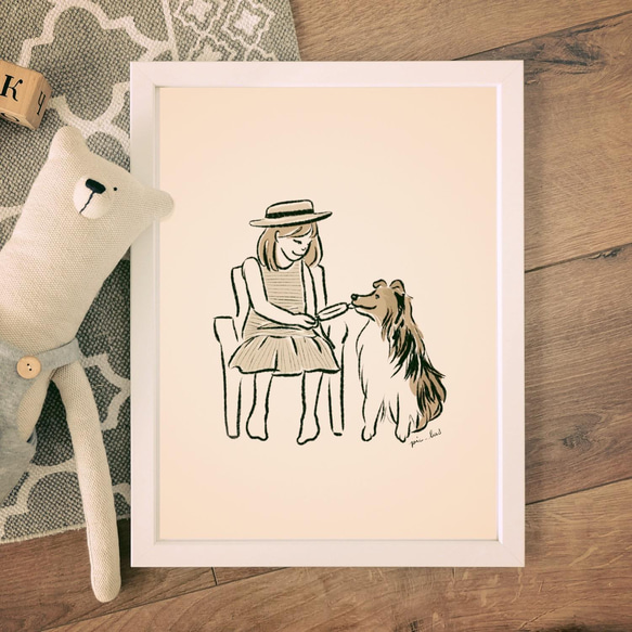 シェットランドシープドッグ【アイス】A4ポスター　犬　ペット　イラスト　シェルティ　うちの子 1枚目の画像