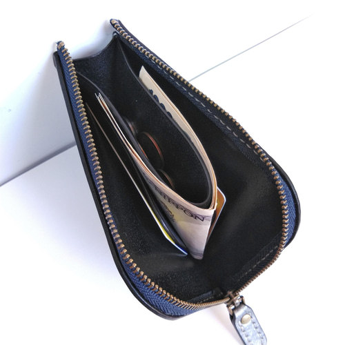 【レザー 財布】Ｌ字ファスナー クロムエクセル 茶心 牛革 本革 ブラック レザー 財布】L字ファスナー クロムエクセル 茶心 牛革 本革