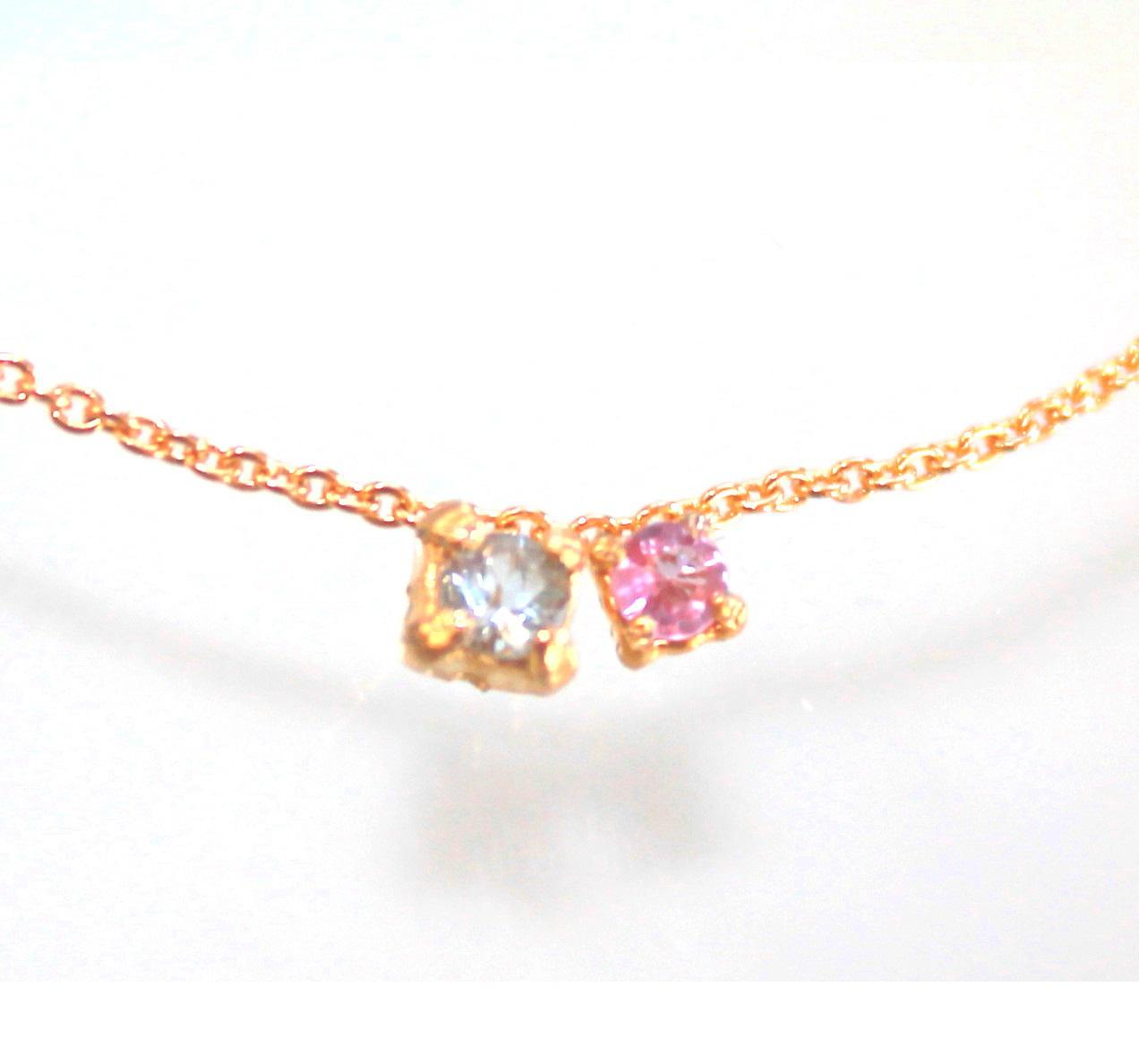 k18gp Pink Sapphire & Aquamarine Necklace