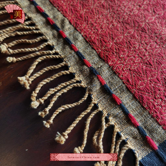 タイアカ族手織りプレースマット 天然コットン製アジアンBOHOプレースマット ４２x２９cm テーブルクロス#101 5枚目の画像