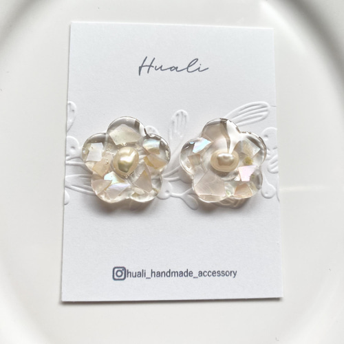 桜吹雪のピアス イヤリング ヘアゴム ハンドメイド レジン キッズ 