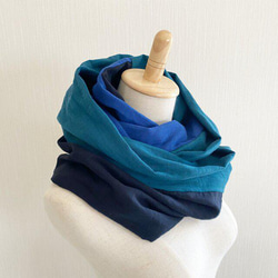 ♡美麗的顏色，海，天空，藍色混合，高品質日本紗布拼接圍脖♡3色混合（海軍，藍色，孔雀） 第5張的照片