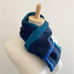 ♡美麗的色彩，海，天，藍，日本產優質紗布拼布圍巾♡3色混搭（海軍藍，藍色，孔雀） 第8張的照片