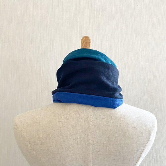 ♡美麗的色彩，海，天，藍，日本產優質紗布拼布圍巾♡3色混搭（海軍藍，藍色，孔雀） 第9張的照片