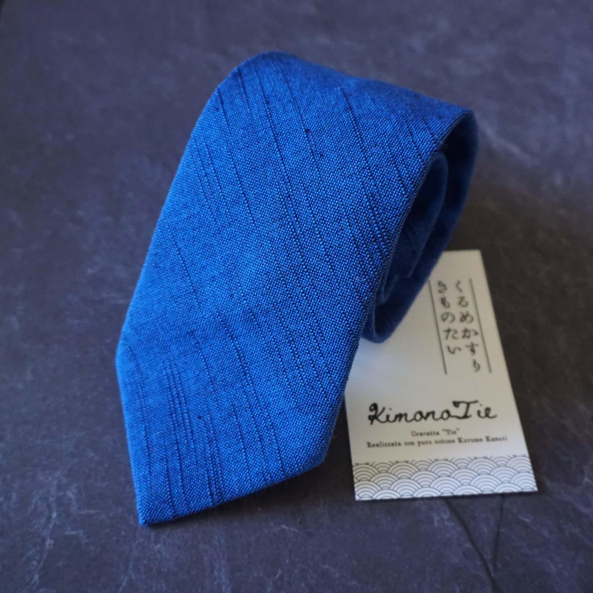 伝統工芸久留米絣ネクタイ - スラブ無地久留米絣 瑠璃 ブルー 6,392円
