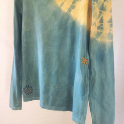 草木染め earth tops*藍×蓮染め 長袖カットソー 月太陽六芒星 8枚目の画像