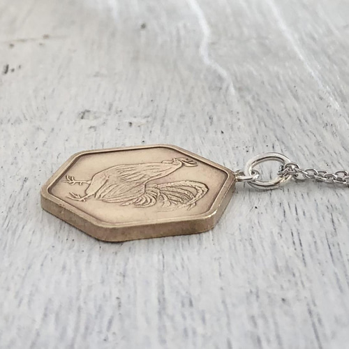 干支コイン/酉(鶏)/1981年/一点物コインペンダント/No.00196005