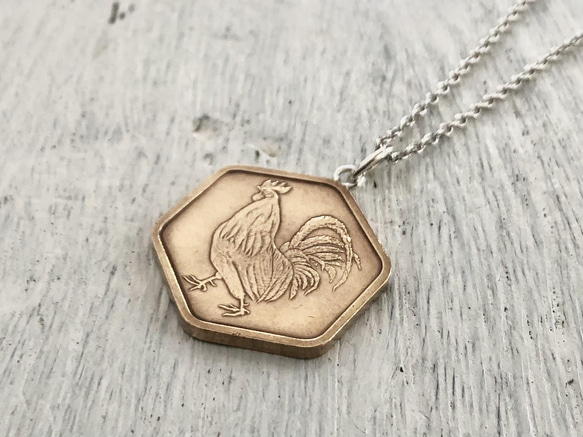 干支コイン/酉(鶏)/1981年/一点物コインペンダント/No.00196005