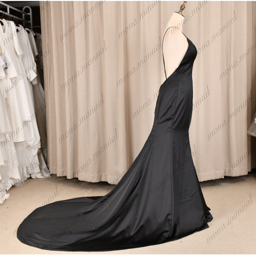 カラードレス 背中見せ スレンダーライン イブニングドレス  