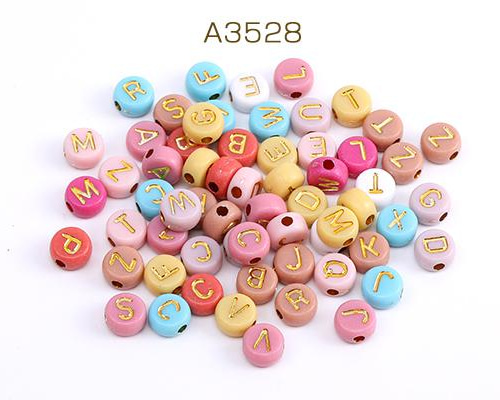 【即購入可能】ピースアルファ【新品未使用】 A3528 90g アクリルビーズ アルファベットビーズ コイン型 7mm