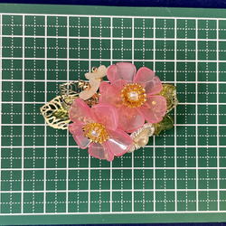 紅桜ガラスビーズポニーフック　Creema限定 12枚目の画像