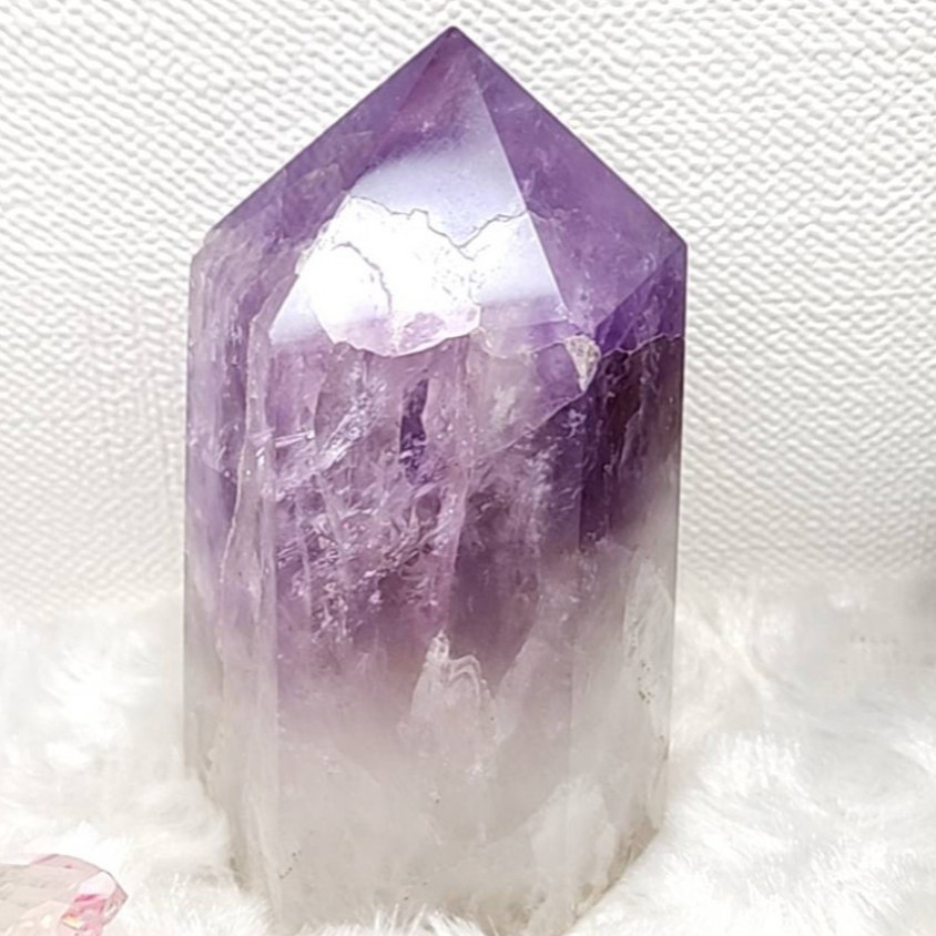 アメジスト ポイント《限定一点物》２月誕生石☆六角＊置物＊お守り＊浄化＊天然石＊原石