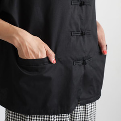 ⁑ラスト２。ＳＡＬＥ『花ボタンゆったりシャツ ジャケット』上質コットン１００％ カンフー ブラック 黒 A51 6枚目の画像