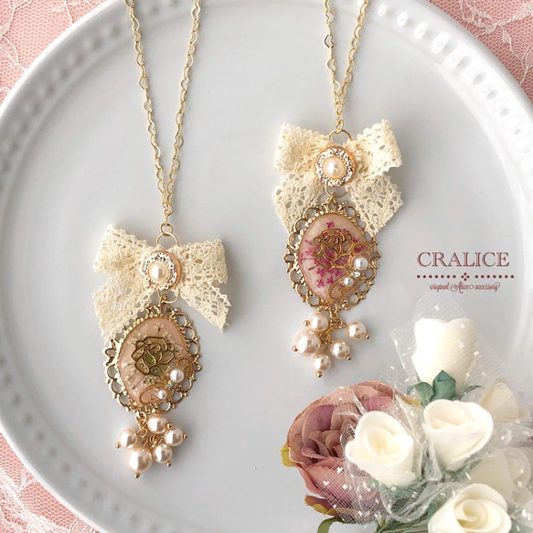 ハンドメイド　ネックレス　ロリータブランド　美品 ローズカメオネックレス＊フレンチガーリー アリス クラシカルロリィタ