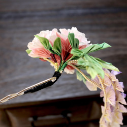 つまみ細工かんざし　大原野 -八重桜と藤- 6枚目の画像