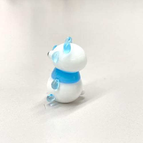 ミニチュアガラス パンダ（作品02）水色1体 インテリア パーツ 1点1