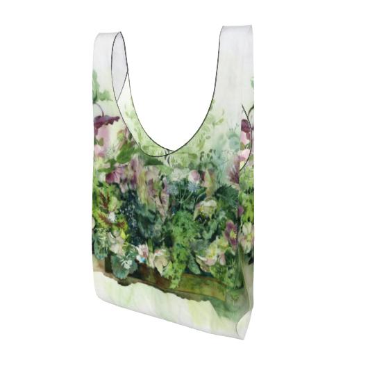 大容量　クリスマスローズとジャスミンのパラシュート生地エコバック　梅雨対策 9,250円