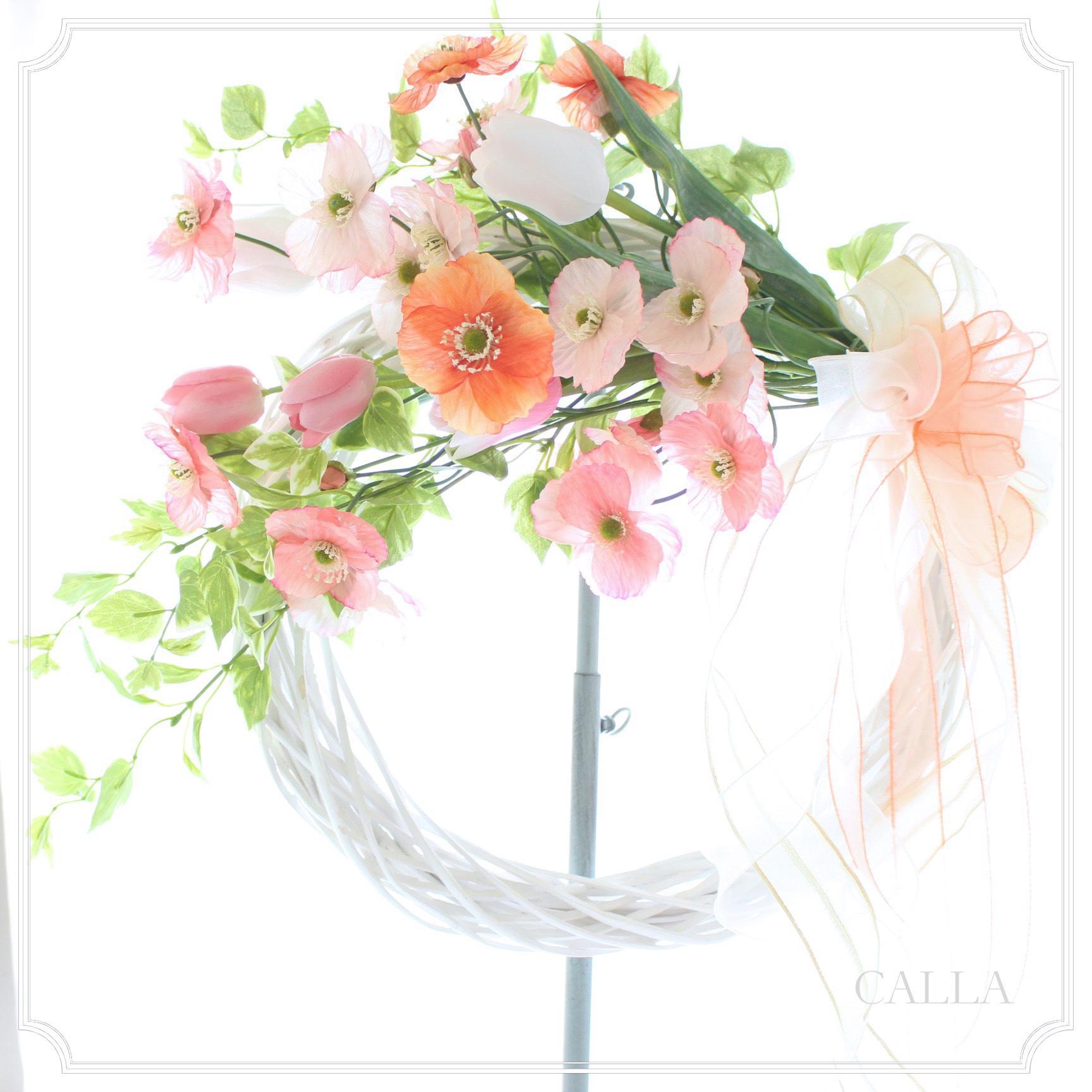 春風感じる伸びやかなPoppy & Tulip Wreath〜3Lsize〜
