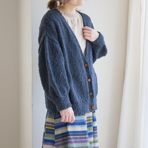 Newバージョン］コットン100%◎春色ニットの手編みカーディガン（22s