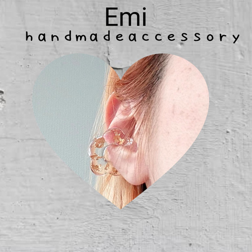 選べる】 ふんわりフラワー 金箔 銀箔 / クリア イヤーカフ レジン