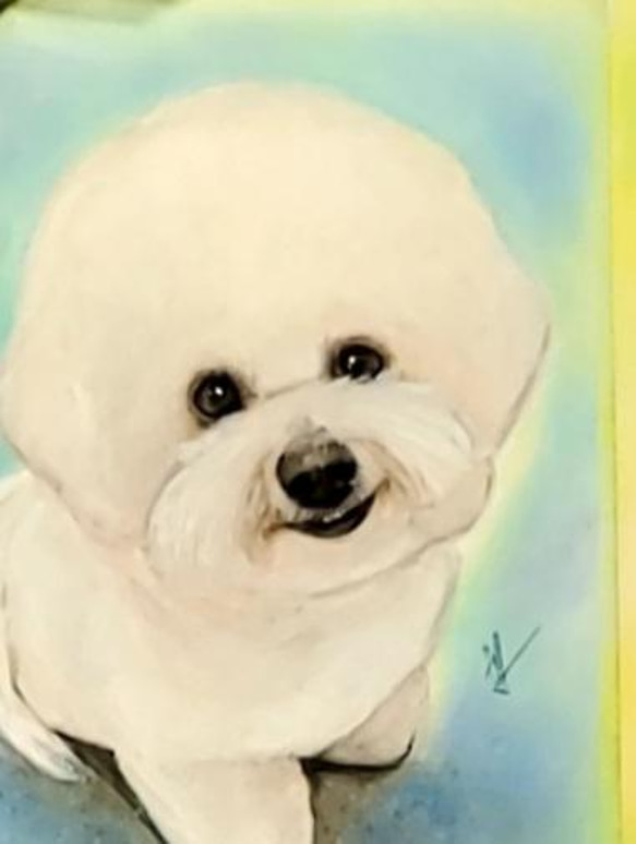 I ❤️Love ビションフリーゼ✨手描き似顔絵オーダー2L&天然水晶