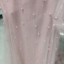 高質量！珊瑚粉色禮服華麗奢華珍珠喇叭袖婚禮/招待會第二方 第7張的照片