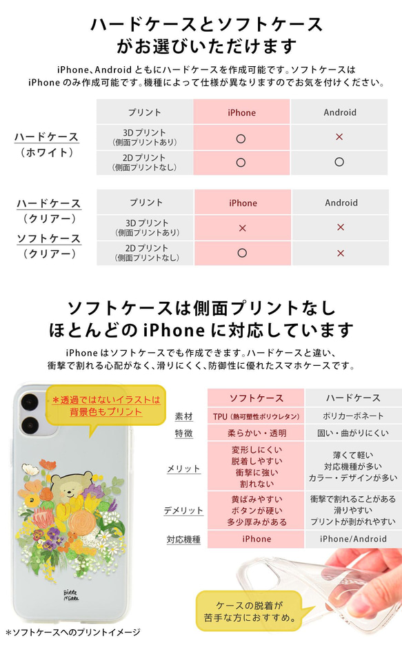 全機種対応 スマホケース＊花＊iPhoneSE3/SE2 Xperia Galaxy AQUOS Android 名入れ 8枚目の画像