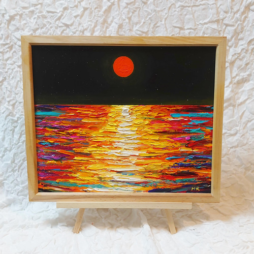 油絵 絵画 オレンジの月【四切木製】 油絵 絵画 オレンジの月【四切木製】 絵画 HR 通販 13536984