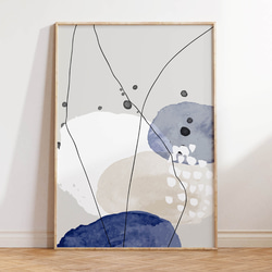 アートポスター 北欧モダン ネイビー&ベージュ 抽象ライン 3枚セット 6枚目の画像