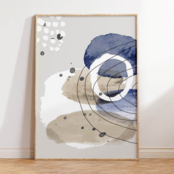 アートポスター 北欧モダン ネイビー&ベージュ 抽象ライン 3枚セット 7枚目の画像