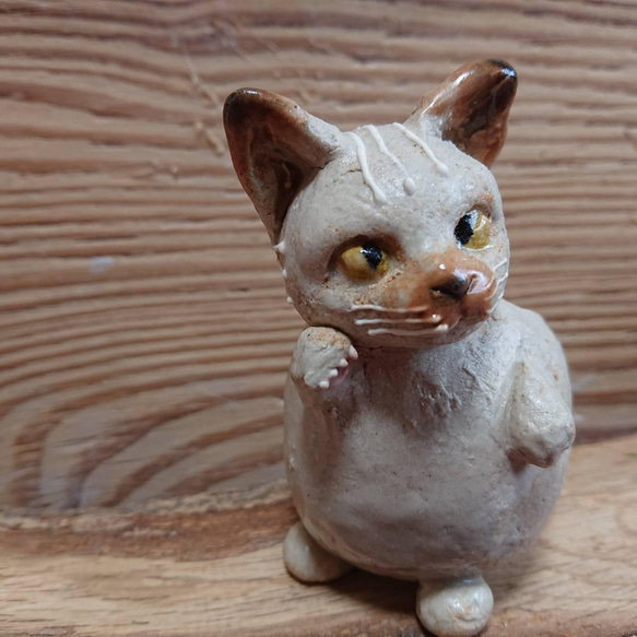陶器猫　猫　ミニフラワーポット　ミモザ　フラワーアレンジメント　H325 10枚目の画像