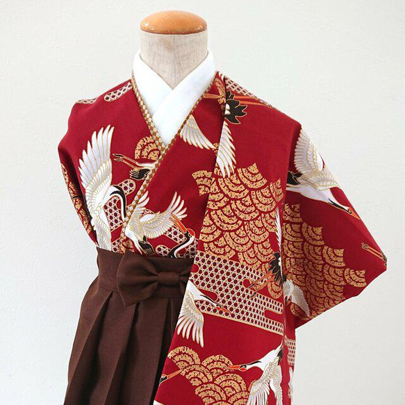 こんなの欲しかった！和柄が格好いい布兜　 麻の葉模様、鶴、梅、袴とおそろいコーディネートもできる 15枚目の画像