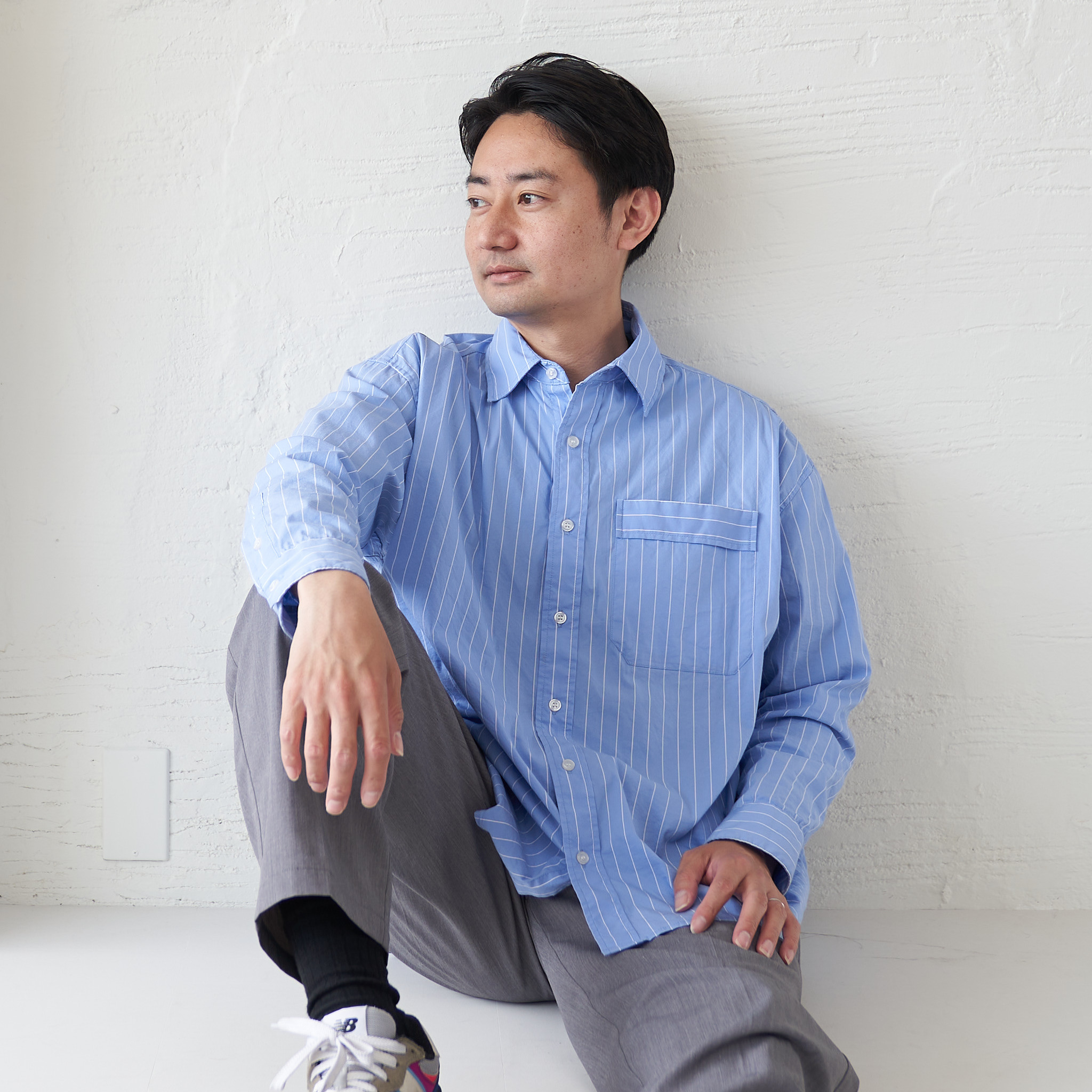 millebonheur ストライプシャツ ブルー さらっと着こなすメンズ ストライプシャツ(ブルーストライプ) | もりの