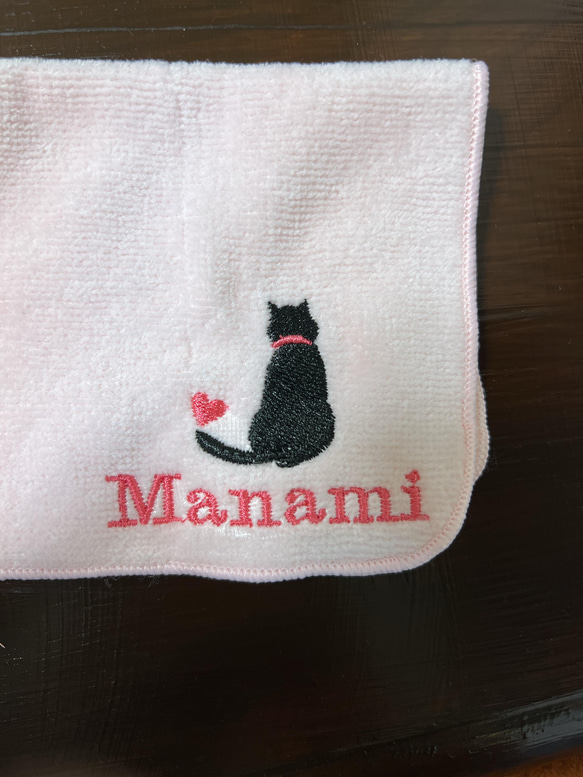 3枚セット　お名前and選べる猫ちゃん刺繍　ハンドタオル　卒園　入学　入学　プレゼントに　即日配送致してます 10枚目の画像