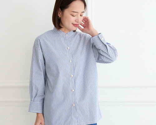 ako「新品未使用」オブリ✨パールストライプブラウス WEB限定】パール釦ポイントストライプブラウス | natural couture