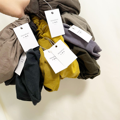 ヘアターバン カーキ色 コットンリネン たかし 売切
