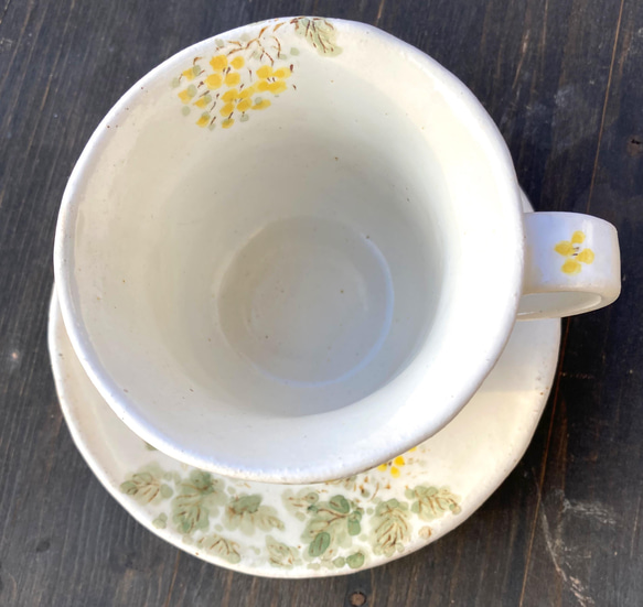 粉引き、菜の花コーヒーカップ&ソーサ 5枚目の画像