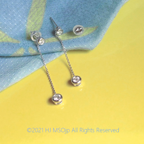 Pt900 swing diamond pierced earrings 3枚目の画像